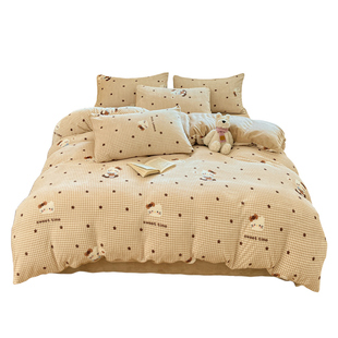 冬季加绒牛奶绒被套单件加厚法兰绒单人被罩加绒被单床上四件套4