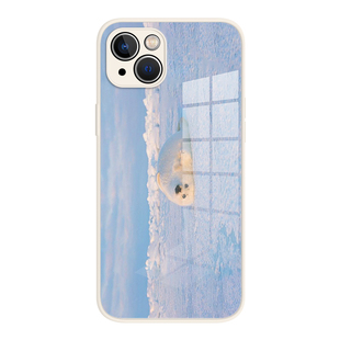 北极熊手机壳适用于苹果14promax夏日清爽iPhone13小众13pro海豹14pro高级感14海濑11虎鲸12全包14plus玻璃套