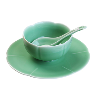 龙泉青瓷摆台餐具骨碟私人会所酒店碗碟勺盘子高端瓷器宋韵八件套