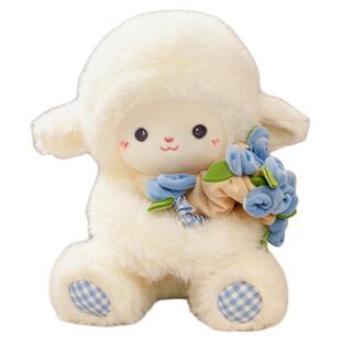 TheGreenParty玫瑰花小羊玩偶情人节礼物送女生日礼物娃娃公仔