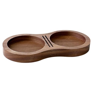 咖啡压粉锤收纳板8字形胡桃木布粉器分水网支架收纳板51/53/58mm