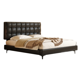 政府补贴黑色真皮床现代简约奶油风电动高箱平移储物主卧双人床