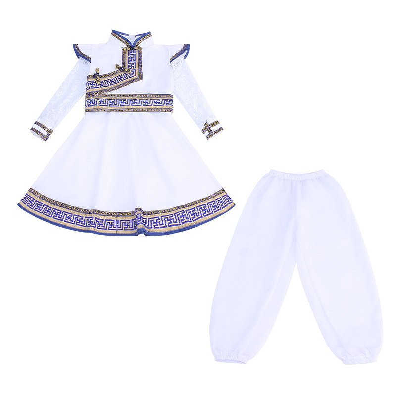 少数民族男童蒙古族舞蹈演出服装儿童演出服女童筷子舞蒙古袍服饰