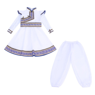 少数民族男童蒙古族舞蹈演出服装儿童演出服女童筷子舞蒙古袍服饰