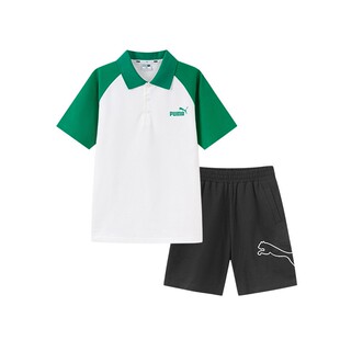 PUMA彪马儿童套装新款夏季男女中大童POLO衫休闲短袖裤运动服两件
