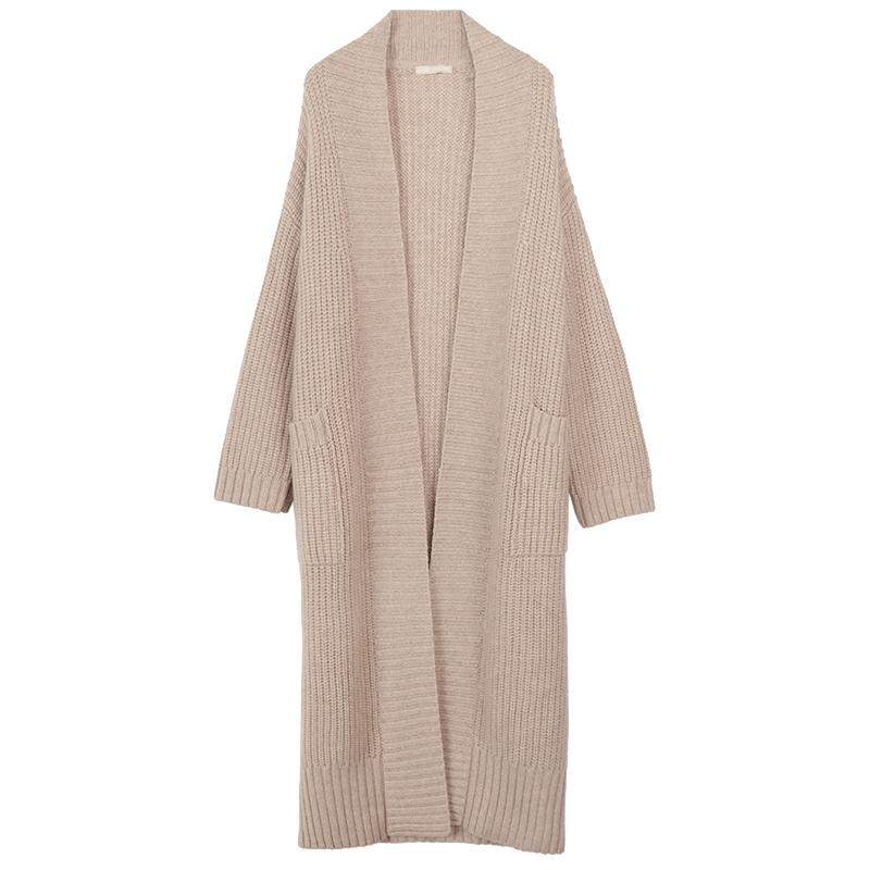 GOBI戈壁秋冬麦穗纹气质慵懒感羊绒女士长款毛衣针织外套WK617