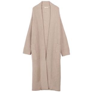 GOBI戈壁秋冬麦穗纹气质慵懒感羊绒女士长款毛衣针织外套WK617