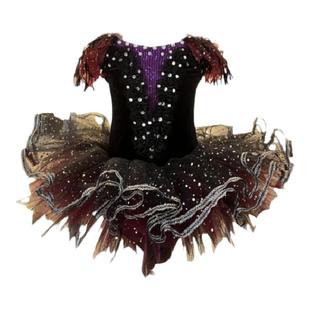 仙童堡定制女童紫色芭蕾舞蹈演出服学猫叫猫咪纱裙手工tutu裙子