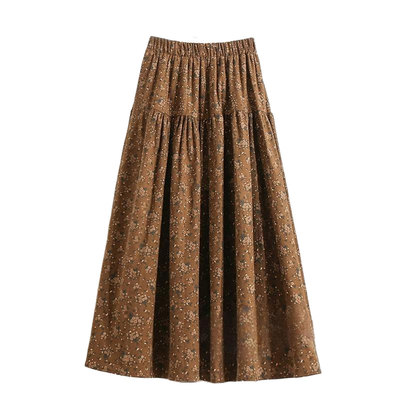 巨好看的！显瘦磨毛碎花半身裙