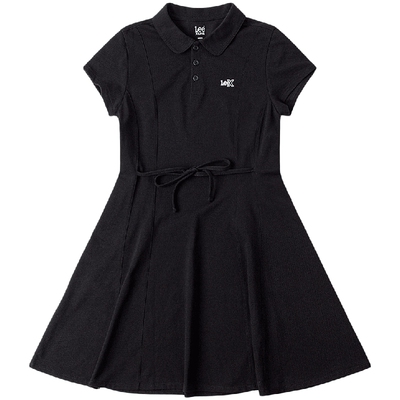 Lee修身版翻领黑色女士短袖polo连衣裙显瘦休闲潮流LWT009861205