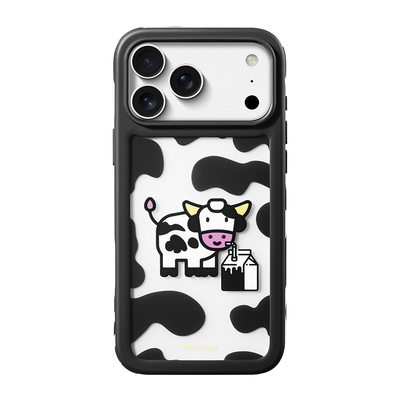 全包相机按键-黑色奶牛手机壳