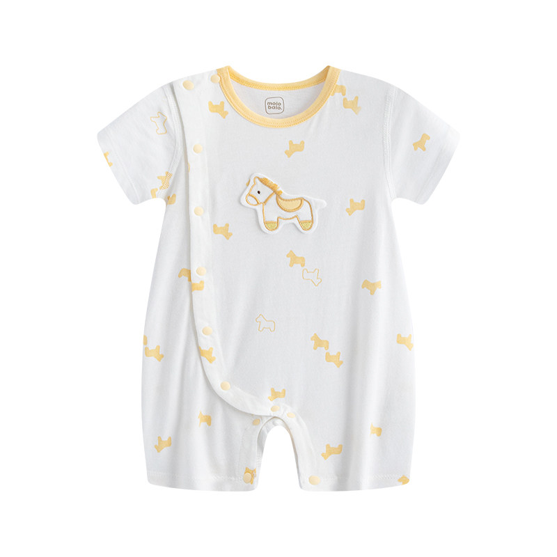 【有机低敏】麦拉贝拉婴幼儿短袖连体衣夏季薄款衣服爬服宝宝哈衣