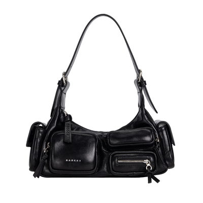 KARKKI/个奇头层牛皮口袋机车包