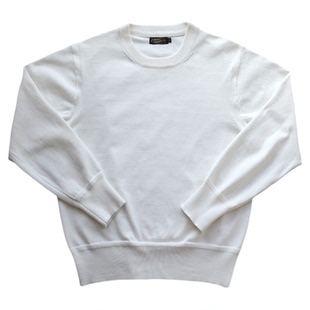 柴米百搭基础款打底毛衣柔软复古绅士圆领套头保暖白色针织衫秋冬