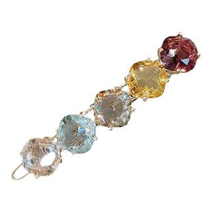 夹子头饰韩国优雅仿水晶一字发夹少女刘海边夹顶夹青蛙扣发卡