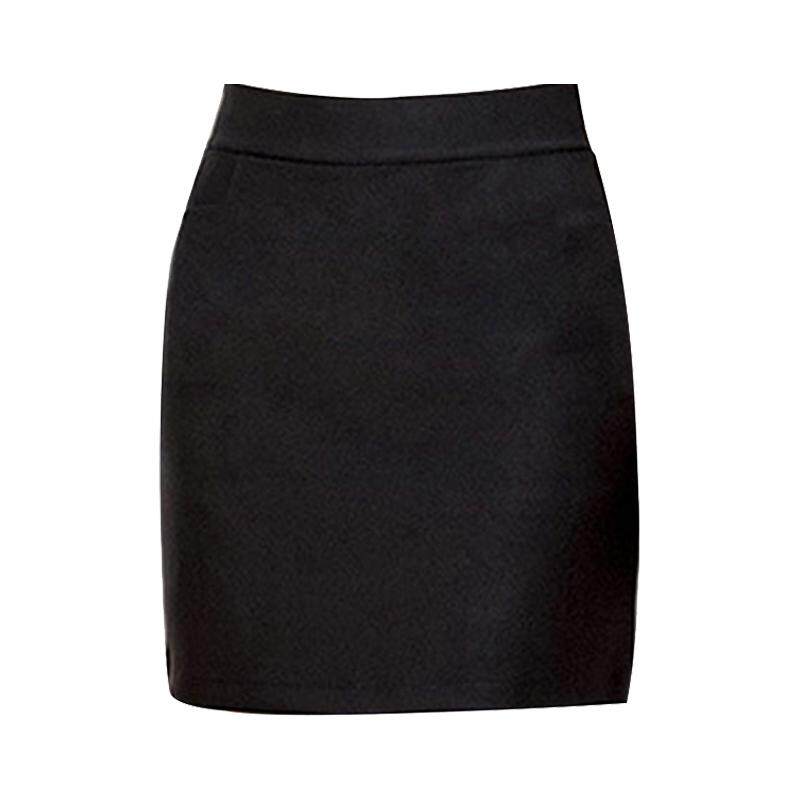 包裙女半身裙包臀职业防走光双口袋高腰弹力松紧腰夏季一步裙显瘦