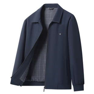 爸爸春装外套2026新款中年男士休闲行政夹克中老年男装春秋上衣服