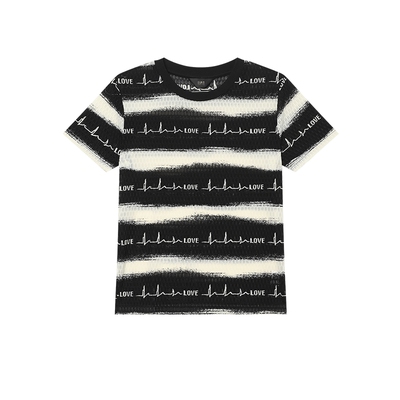 白鹿语时髦撞色条纹短袖T恤