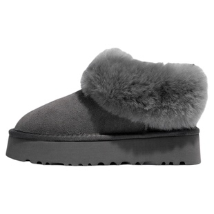 「鞋登」巨好看~8cm厚底雪地靴灰色女款2026新款爆款加厚毛毛棉鞋