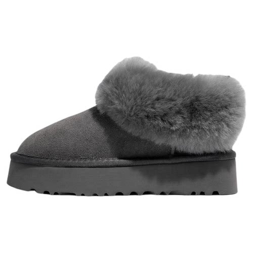 「鞋登」巨好看~8cm厚底雪地靴灰色女款2025新款爆款加厚毛毛棉鞋