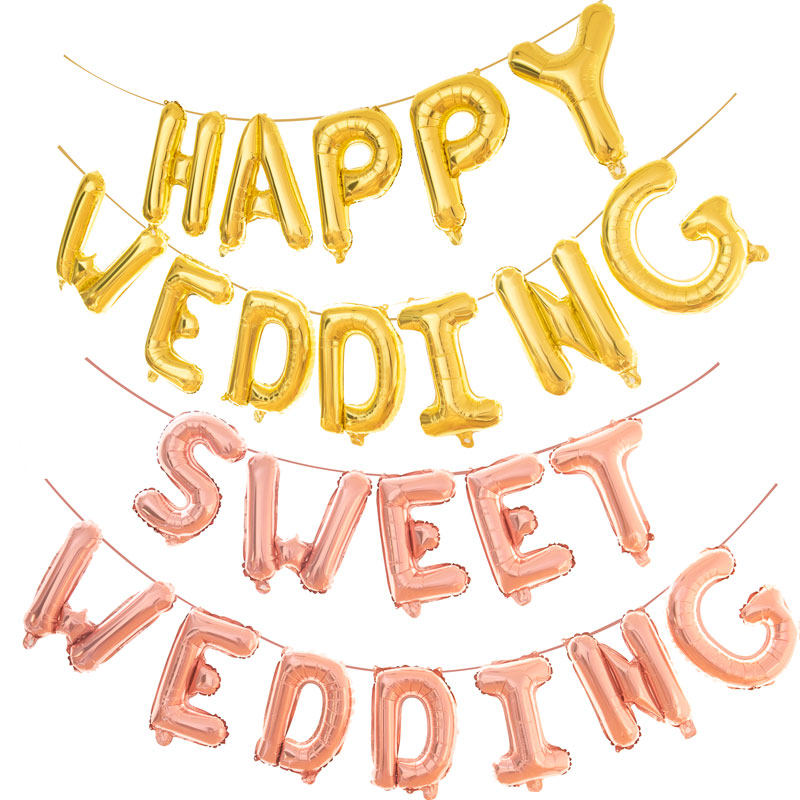 新婚快乐字母铝膜气球婚庆装饰sweet wedding铝箔结婚礼婚房布置
