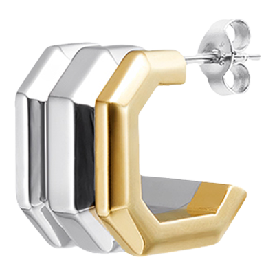 宝石系列TOUCH纯银双色几何耳钉