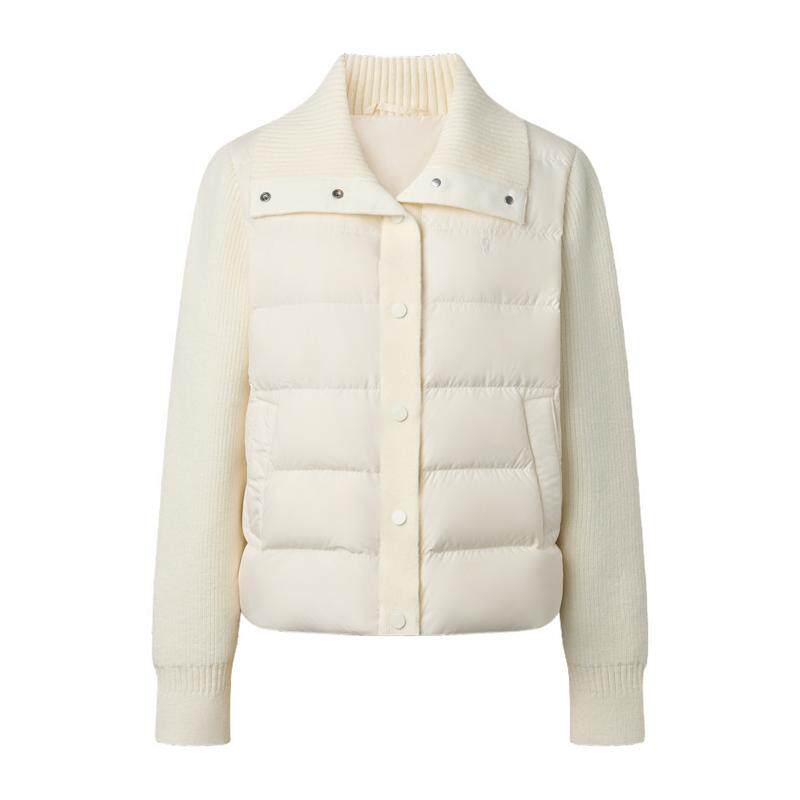POLOWALK女式羽绒服2026冬季新品90鸭绒针织拼接翻领轻薄短外套