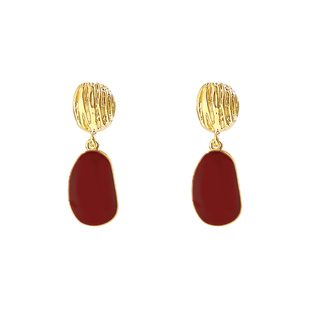 酒红色耳夹女复古港风精致气质无耳洞耳环新款高级感新年轻奢耳饰