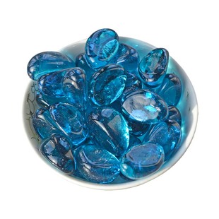 鱼缸造景铺底石头透明腰果石养花鱼缸蓝色玻璃石盆栽多肉观赏石