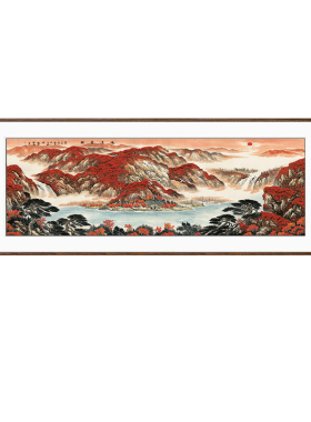 鸿运当头国画办公室聚宝盆山水画