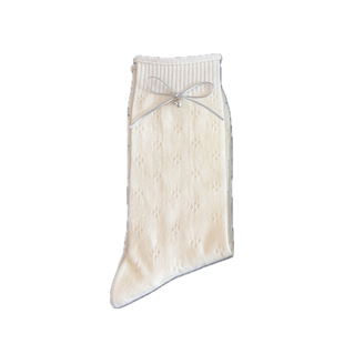 新款白色蕾丝花边袜子女中筒袜夏季薄棉袜蝴蝶结jk芭蕾风堆堆长袜