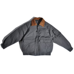 加厚白鸭绒巴恩风宽松廓形翻领羽绒服夹克哈灵顿底特律工装棉外套