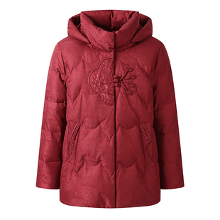 雅鹿羽绒服女短款妈妈装2025冬新款中老年加厚大码白鸭绒宽松外套