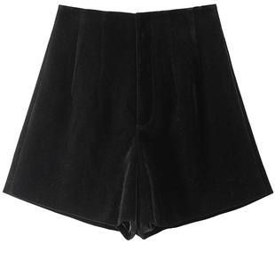 BANANA CICI2025年冬季新款时髦高腰丝绒A字百搭休闲短裤阔腿靴裤