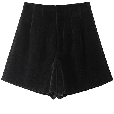 bananacici丝绒A字高腰百搭短裤