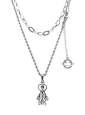 原创ins百搭双层宇航员项链