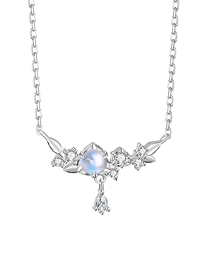 月光石项链女夏纯银锁骨吊坠