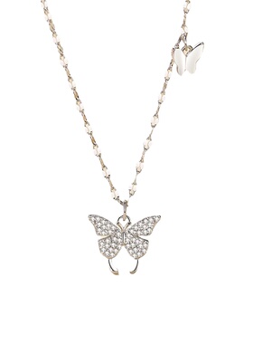 足银蝴蝶项链小众轻奢镶钻锁骨链