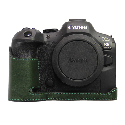 适用佳能R6二代相机皮套牛皮底座
