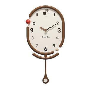 普赛克现代客厅挂钟2026新款家用奶油风钟表挂墙免打孔钟表壁灯