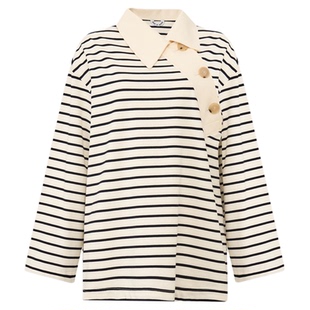 张含韵同款lost in echo2025冬季新款斜门襟休闲宽松全棉POLO衫