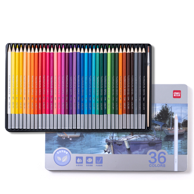 得力水溶性彩铅安美术生彩色铅笔