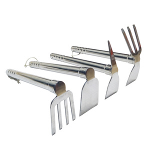 农用园林园艺工具不锈钢两用小锄镐头 钉耙农具锄头种菜花锄 包邮