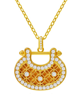 宫里上新金锁祥福S925银项链