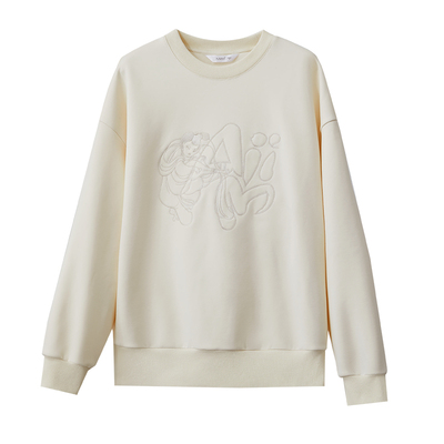 Amii加绒刺绣锁链绣卫衣