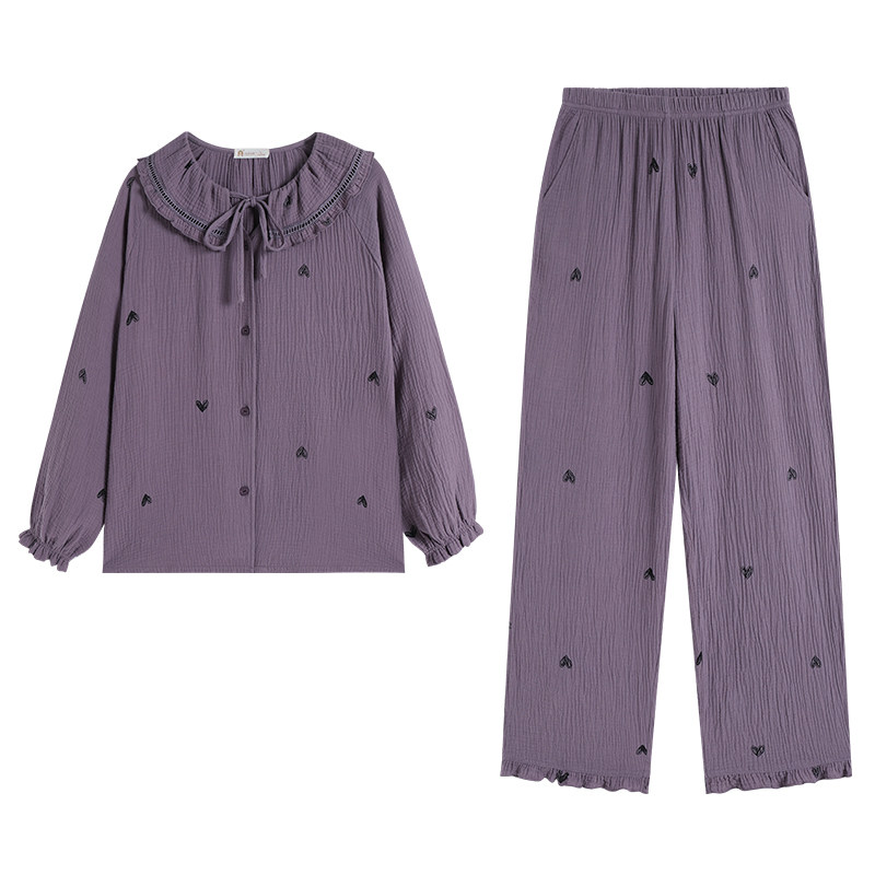 春秋季女纯棉甜美少女家居服套装