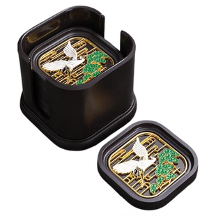 电木茶杯垫杯垫茶托功夫茶具配件茶碟创意仙鹤茶垫家用防烫隔热