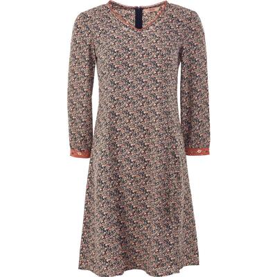 渔女装长袖宽松连衣裙2024新款春夏V领印花休闲雪纺裙子FGGA0090