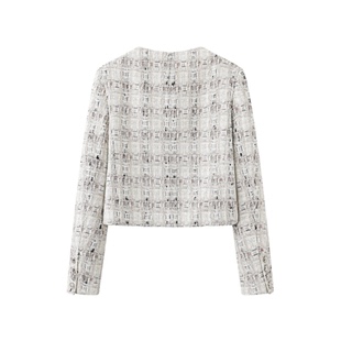 艾诺丝尚忆2026春季时尚纽扣名媛千金小香风粗花呢短外套女101181