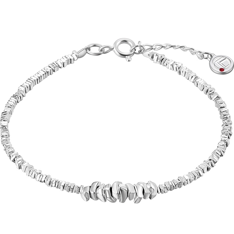 老银匠s925银碎银几两手链女简约百搭小众设计轻奢碎银子纯银手串